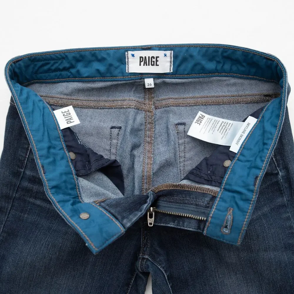 Paige Dark Wash Mid-Rise Skyline Skinny Jeans Size 26